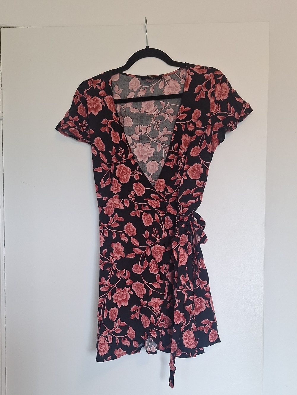 Forever 21 Black Dress with Pink Floral Print